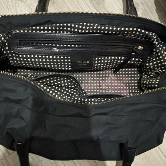 Kate Spade Classic Stevie Tote Handbag Shoulder Bag Black Nylon Gold Hardware - Picture 4 of 6